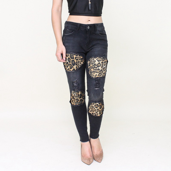 Lucky & Blessed Denim - Lucky & Blessed PS Leopard Patch Jeans Last 1!